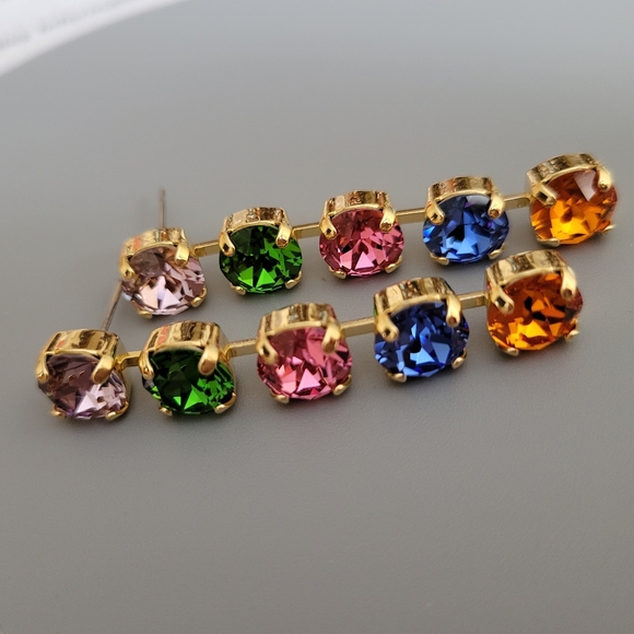 Austrian Crystal 5-stone Earrings - Picture 4 of 7